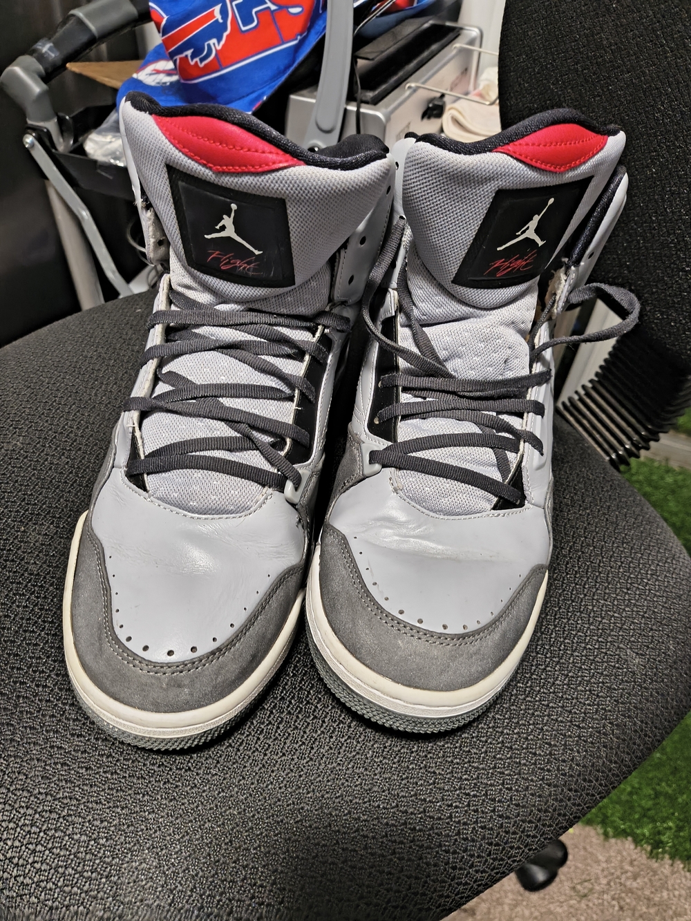 Jordan Men's High-Top Sneakers in Gray and Red